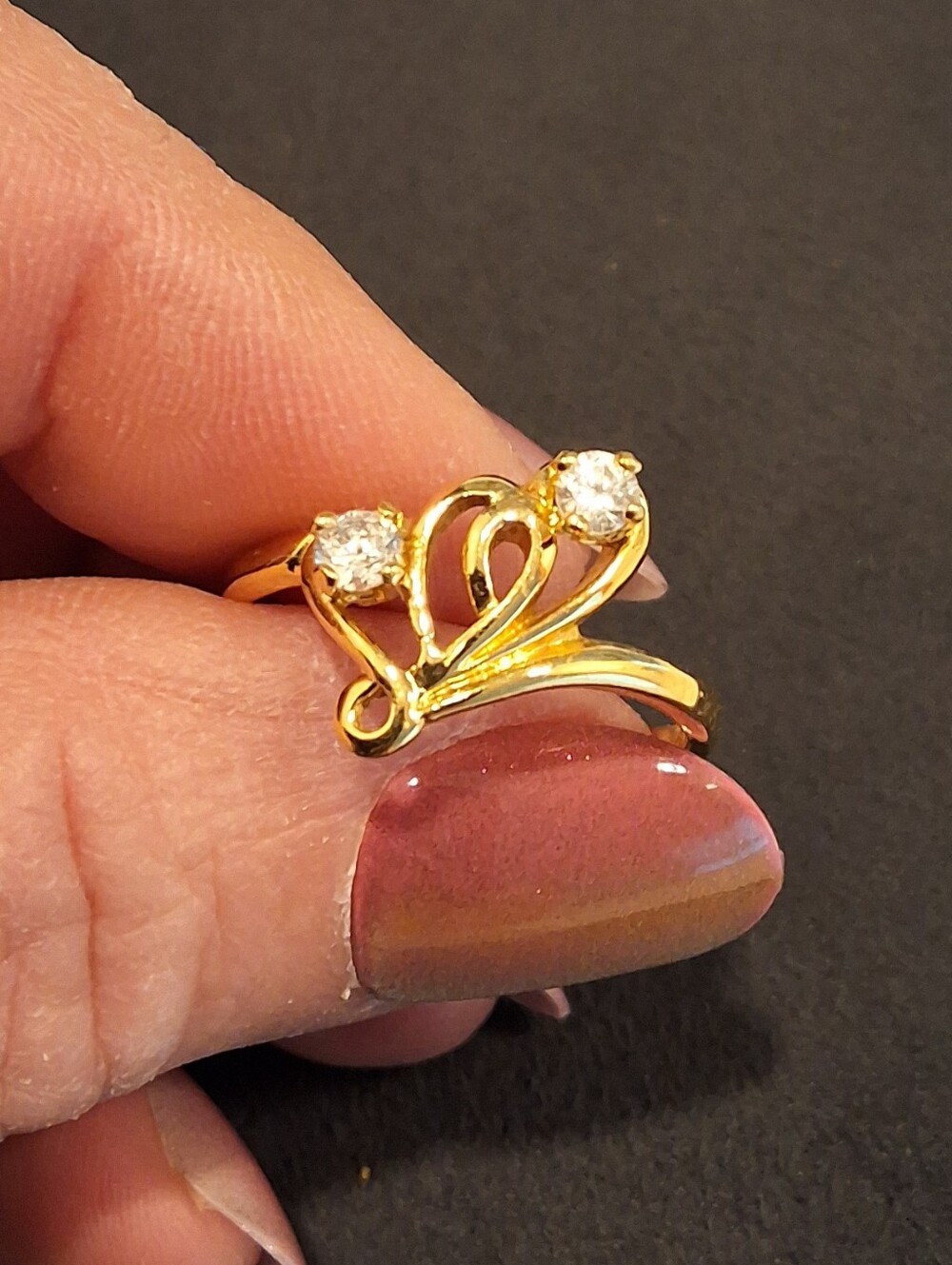 Gold Plated Ring with CZ Stones & 2 Sterling Silver Rings Size 9